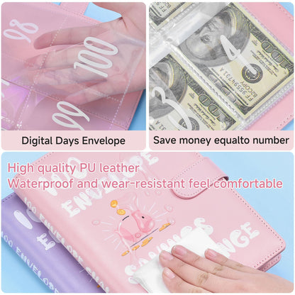 A5 Budget Planning Book with 100 Cash Envelopes - Save $5050 Challenge Notebook, New Budget Savings Book, Savings Challenge