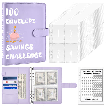 A5 Budget Planning Book with 100 Cash Envelopes - Save $5050 Challenge Notebook, New Budget Savings Book, Savings Challenge