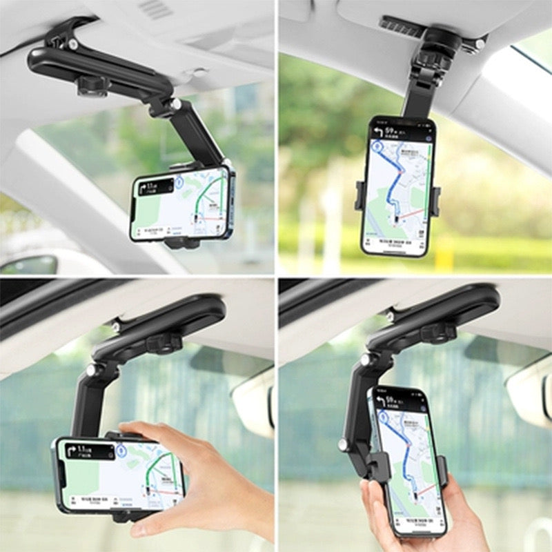 New 1080° Multi-function Sun Visor Universal 360 Degree Rotating Phone Holder Suitable for Any Scene Car Holder - Rotatable and Retractable