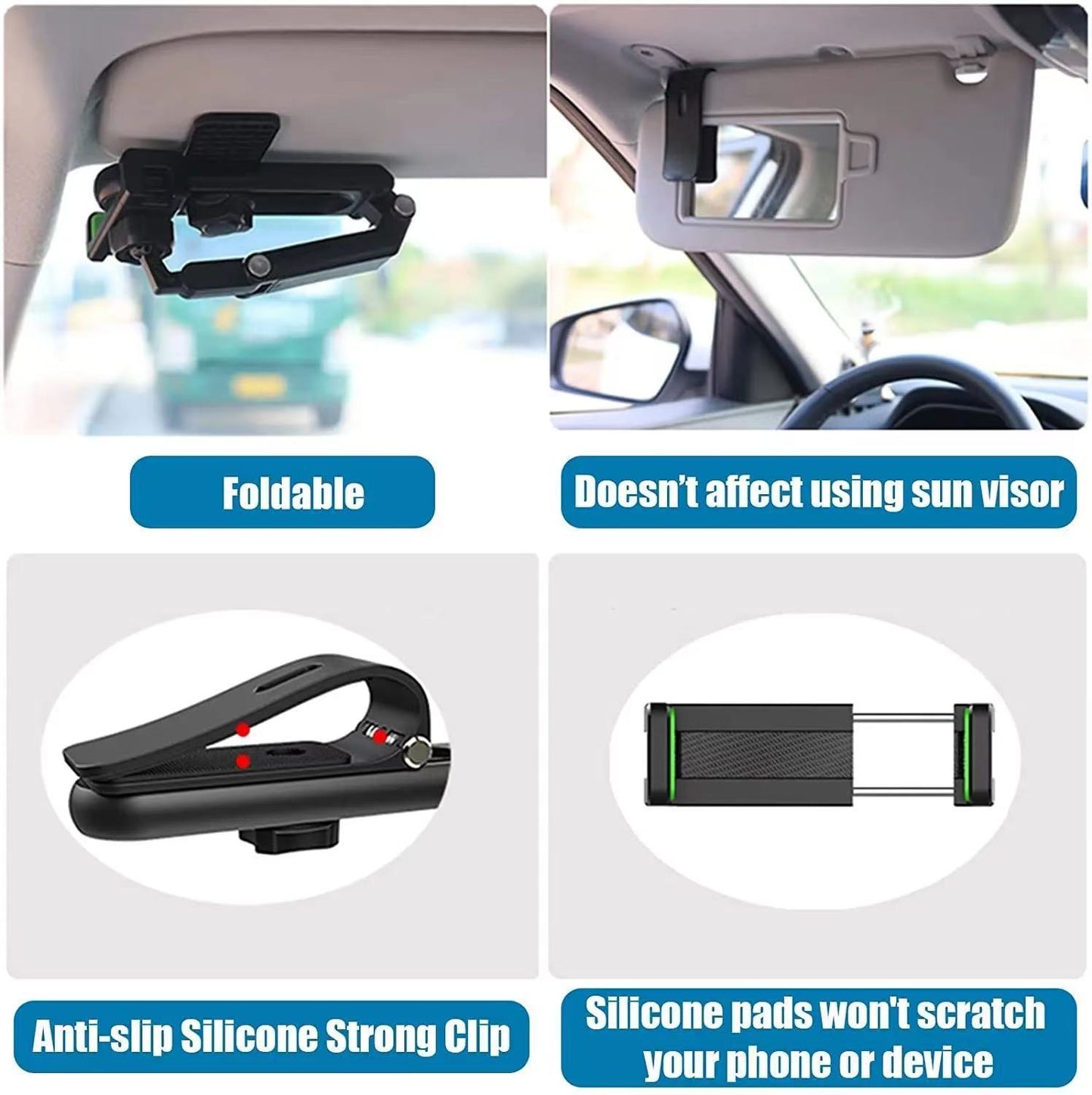 New 1080° Multi-function Sun Visor Universal 360 Degree Rotating Phone Holder Suitable for Any Scene Car Holder - Rotatable and Retractable