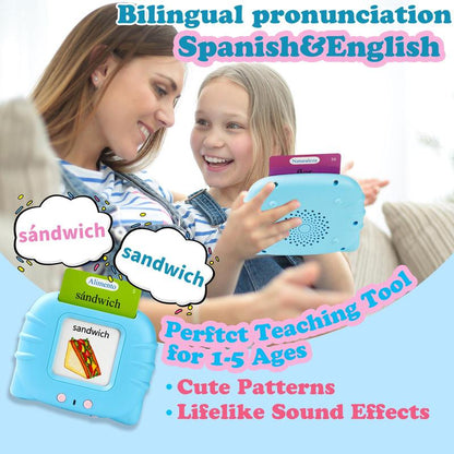 Interactive Talking Flash Cards Toy for Toddlers and Preschoolers - Bilingual English & Spanish Language Learning Set