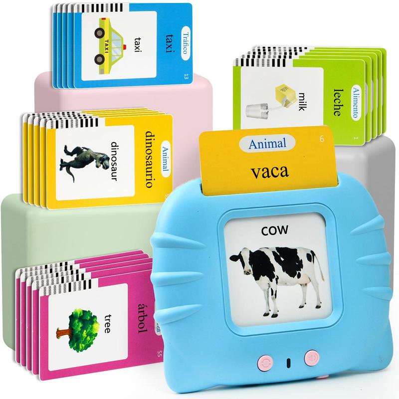 Interactive Talking Flash Cards Toy for Toddlers and Preschoolers - Bilingual English & Spanish Language Learning Set