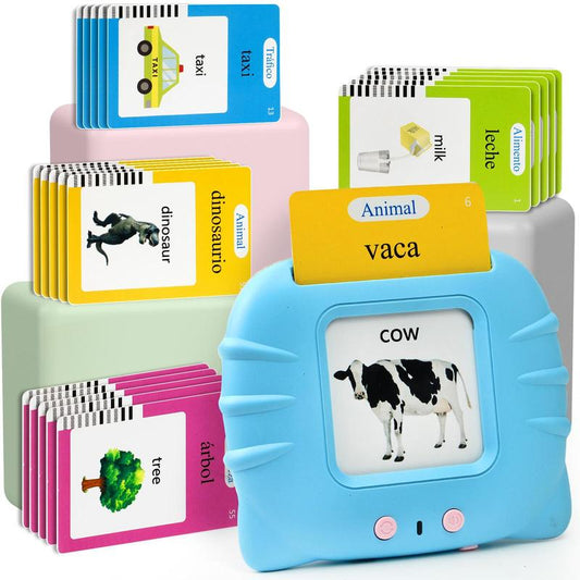 Interactive Talking Flash Cards Toy for Toddlers and Preschoolers - Bilingual English & Spanish Language Learning Set