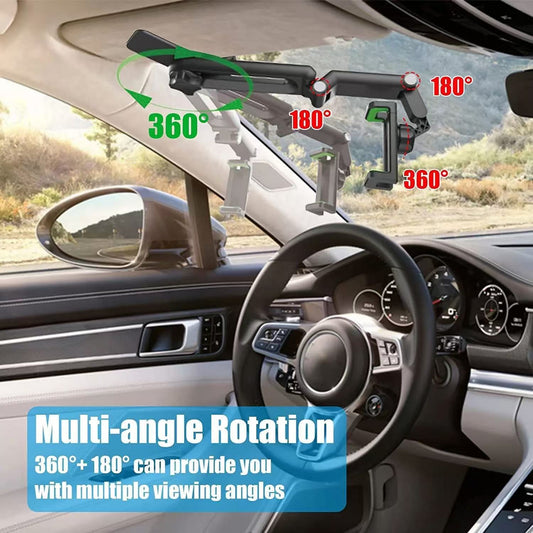 New 1080° Multi-function Sun Visor Universal 360 Degree Rotating Phone Holder Suitable for Any Scene Car Holder - Rotatable and Retractable